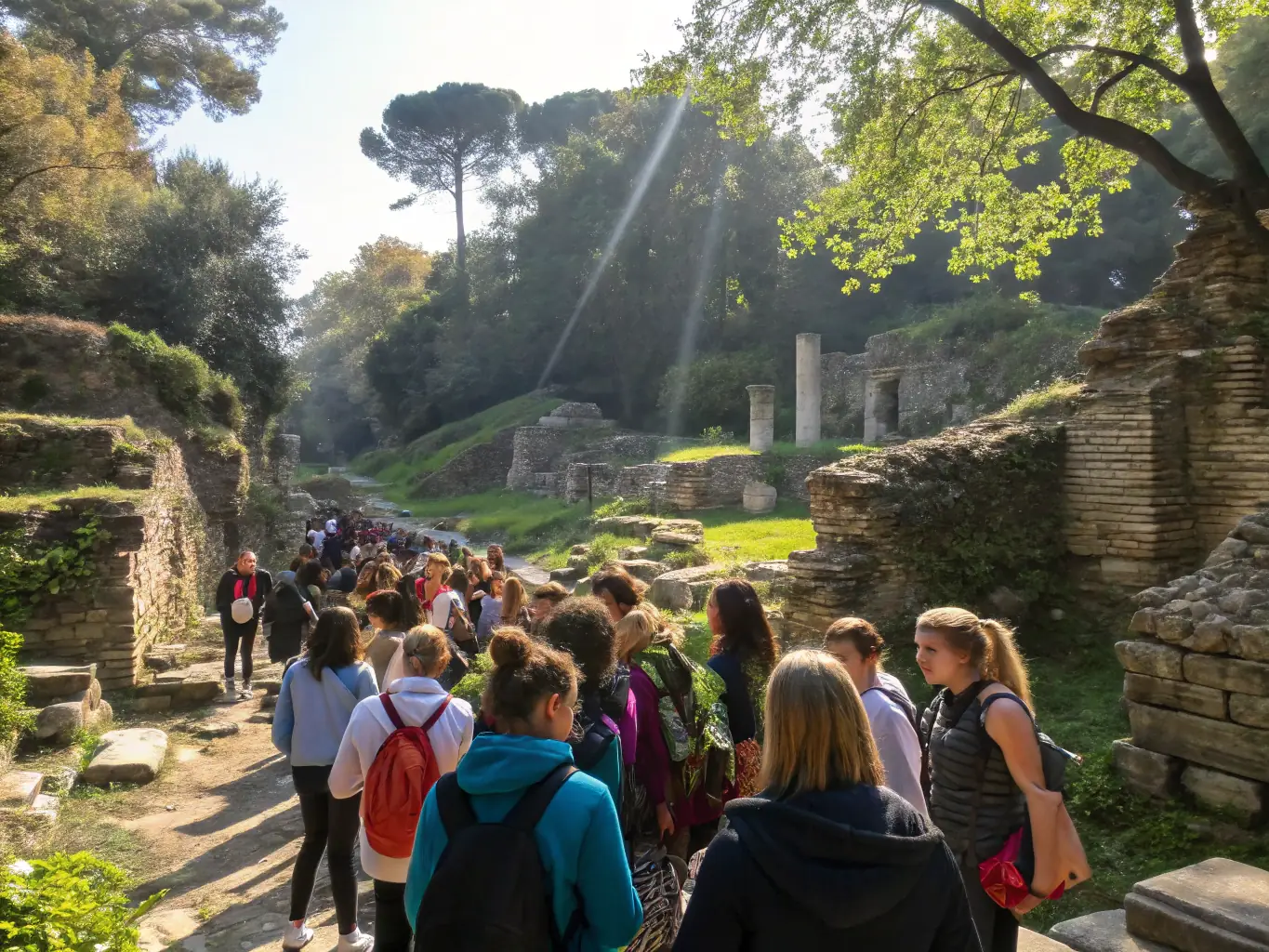 A photograph featuring a group of students participating in an educational workshop about archaeology, highlighting the importance of engaging young people in cultural heritage.